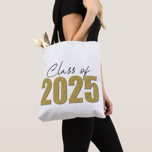 Gold Glitter Class of 2025 Tote Bag