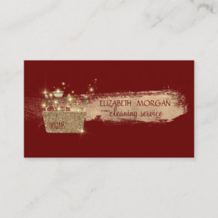 Gold Glitter Cleaner Tools Brush Stroke Red Business Card