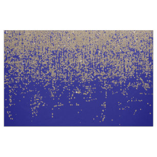 Gold Glitter Cobalt Blue Gradient Ombre Confetti Fabric