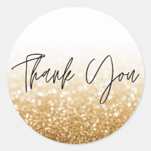 Gold Glitter Colours Thank You Classic Round Sticker