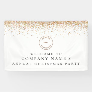 Gold Glitter Company Logo Welcome Christmas Party Banner
