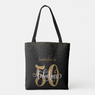 Gold Glitter & Confetti 50 & Fabulous Personalised Tote Bag