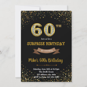 Gold glitter confetti 60th birthday invitation