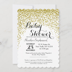 Gold Glitter Confetti Baby Shower Invitations