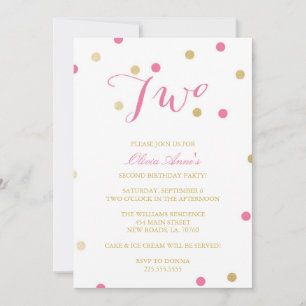 Gold Glitter Confetti Birthday Invitations
