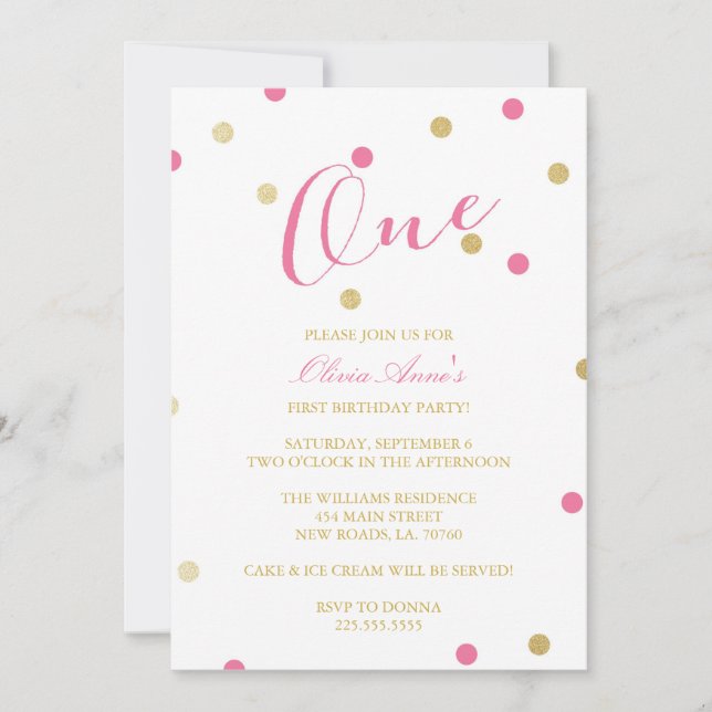Gold Glitter Confetti Birthday Invitations (Front)
