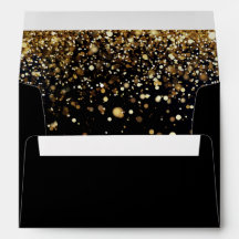 Gold Glitter Confetti Black Glam Modern Party