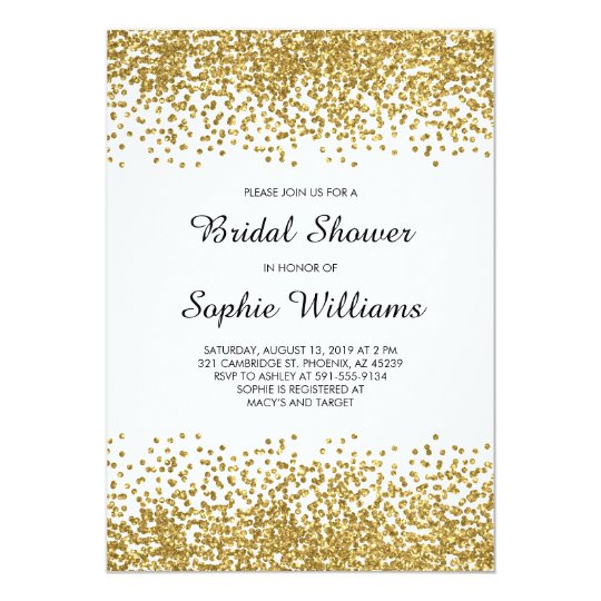 Gold Glitter Confetti Bridal Shower Card