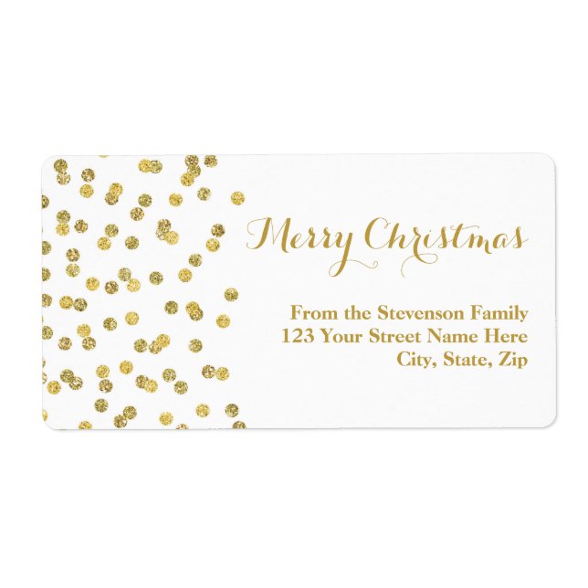 Gold Glitter Confetti Christmas Address Label (Front)