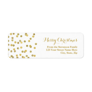 Gold Glitter Confetti Christmas Address Label