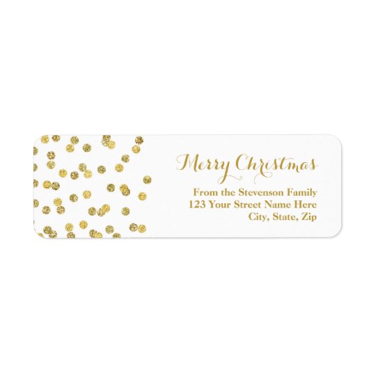 Gold Glitter Confetti Christmas Address Label