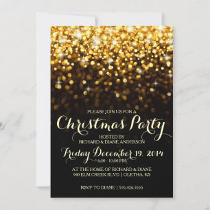 Gold Glitter Confetti Christmas Party Invitation