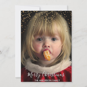 Gold Glitter Confetti Christmas Photo Holiday Card