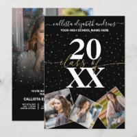 Gold Glitter Confetti Class of Graduation Photo