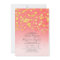 Gold glitter confetti coral pink wedding invites