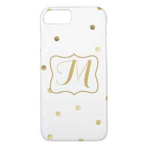 Gold Glitter Confetti Dot Monogram iPhone 7 Case