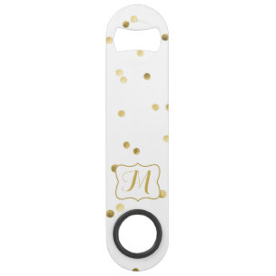 Gold Glitter Confetti Dot Polka Nail Bottle Opener