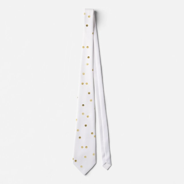 Gold Glitter Confetti Dot Polka Nail Pattern Tie (Front)