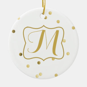 Gold Glitter Confetti Dot Polka Pattern Ornament