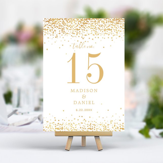 Gold Glitter Confetti Elegant Wedding Table Number (Creator Uploaded)