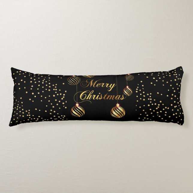 Gold Glitter Confetti Family Christmas Balls Body Cushion (Front)