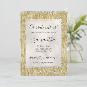 Gold Glitter Confetti Glitzy Zebra Print Invitation