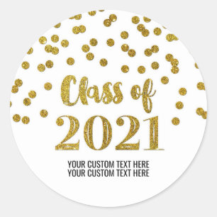 Gold Glitter Confetti Graduation 2021 Classic Round Sticker