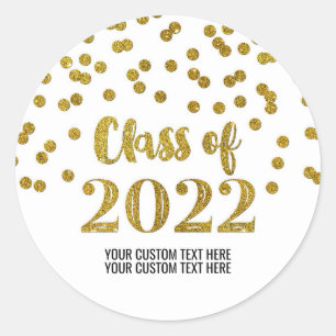 Gold Glitter Confetti Graduation 2022 Classic Round Sticker