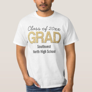 Gold Glitter Confetti Graduation Party Custom T-Shirt