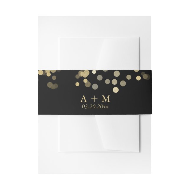 Gold Glitter Confetti Invitation Belly Band (Front Example)