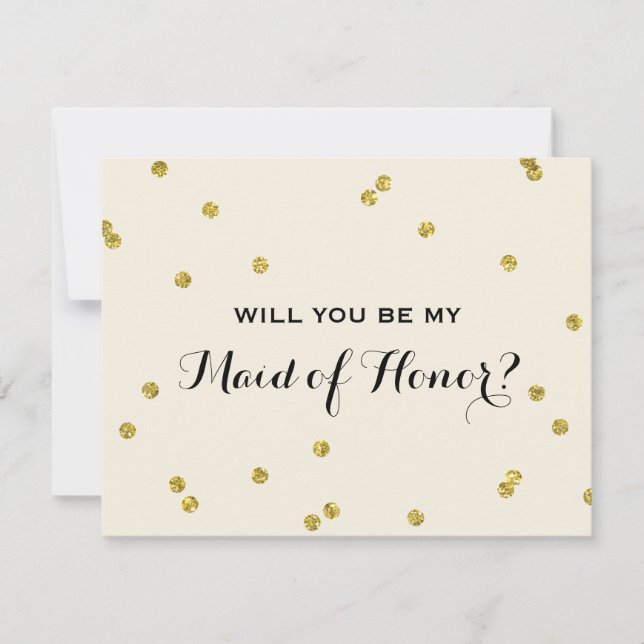 Gold Glitter Confetti | Maid Of Honour Invitation (Front)