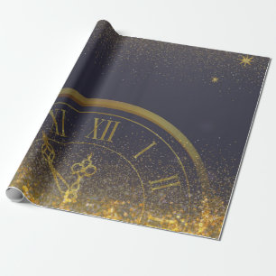 Gold Glitter Confetti midnight Wrapping Paper