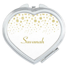 Gold Glitter Confetti Monogrammed compact mirror
