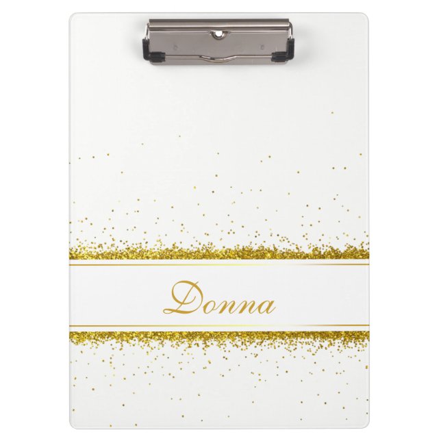 Gold Glitter Confetti Name - Clipboard (Front)
