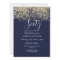 Gold Glitter Confetti Navy 60th birthday Invite