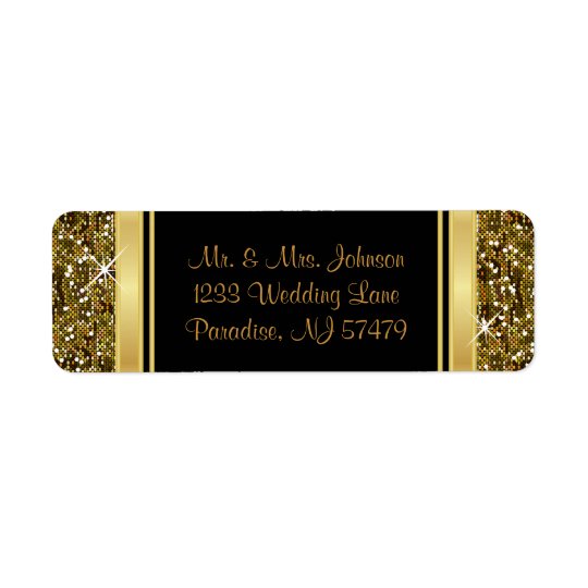 Gold Glitter Confetti Print Return Address Label