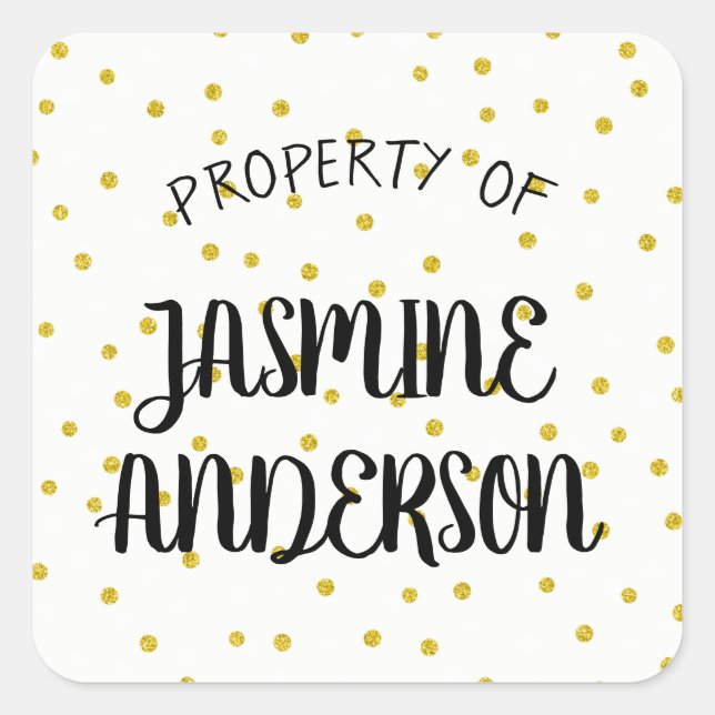 Gold glitter confetti property of stickers (Front)