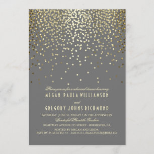 Gold Glitter Confetti Rehearsal Dinner Invitation