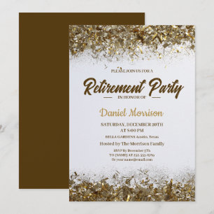 Gold Glitter Confetti Retirement Party 2024 Invitation