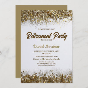 Gold Glitter Confetti Retirement Party 2024 Invitation