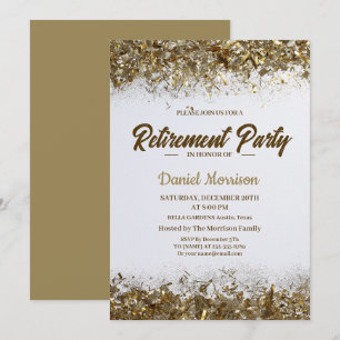 Gold Glitter Confetti Retirement Party 2024 Invitation