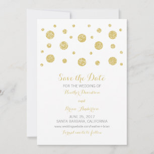 Gold Glitter Confetti Save the Date Invite