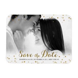 Gold Glitter Confetti Save the Date Photo Magnet