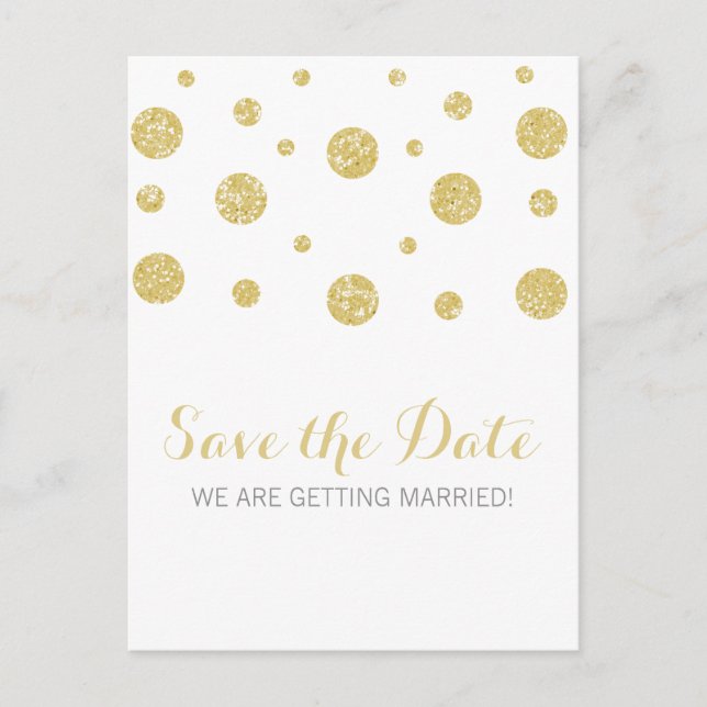 Gold Glitter Confetti Save the Date Postcard (Front)