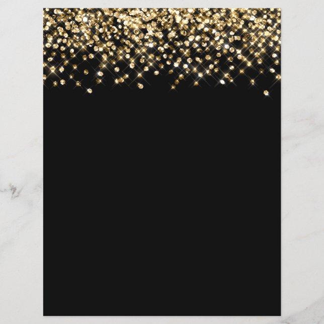Gold Glitter Confetti Scrapbook Paper (Front)