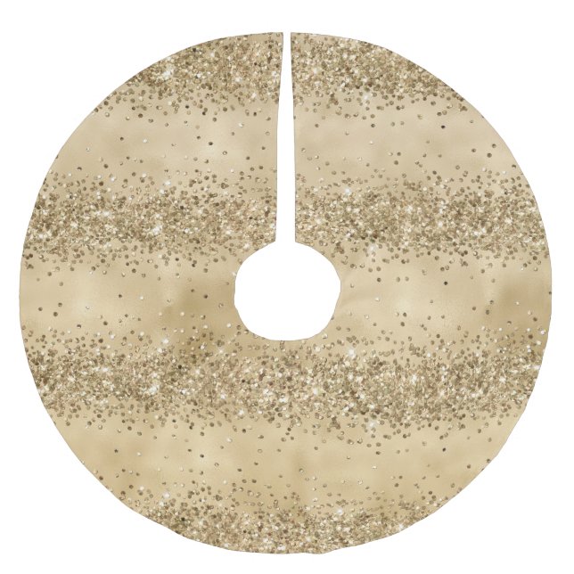 Gold Glitter Confetti Sparkle Brushed Polyester Tree Skirt (Front)