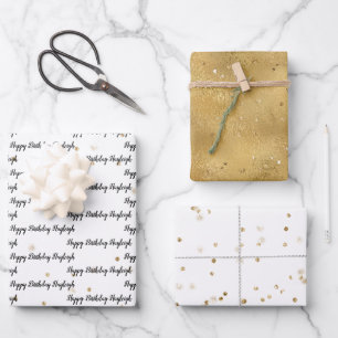 Gold glitter confetti sparkle Personalised Wrapping Paper Sheet