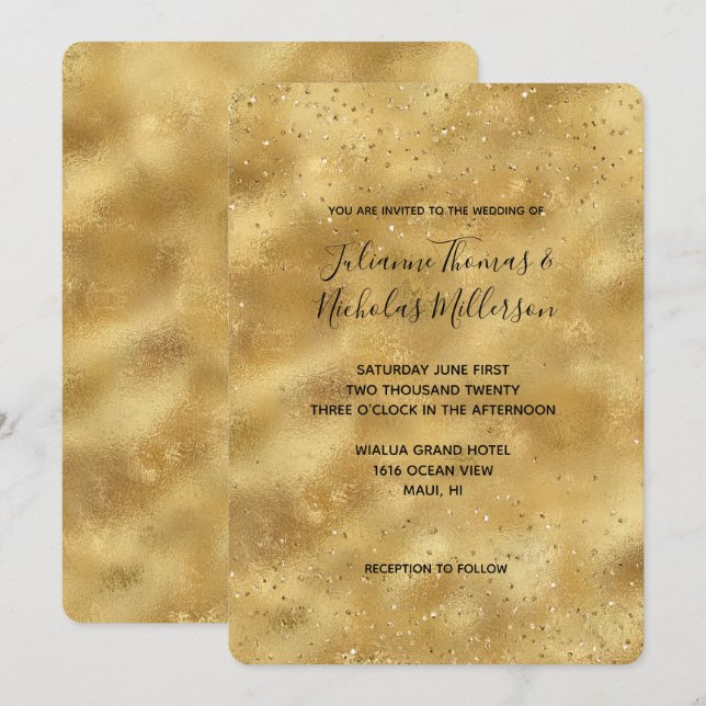 Gold glitter confetti sparkle Wedding Invitation (Front/Back)