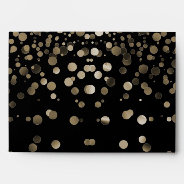 Gold Glitter Confetti Sparkles Black Envelope (Front)