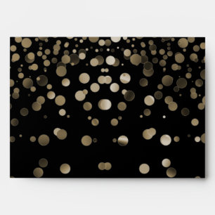 Gold Glitter Confetti Sparkles Black Envelope